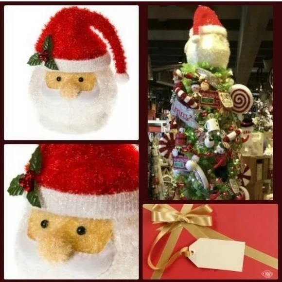 Santa Head Christmas Tree Topper Large Cracker Barrel Exclusive 2015 NIB - Picture 1 of 4